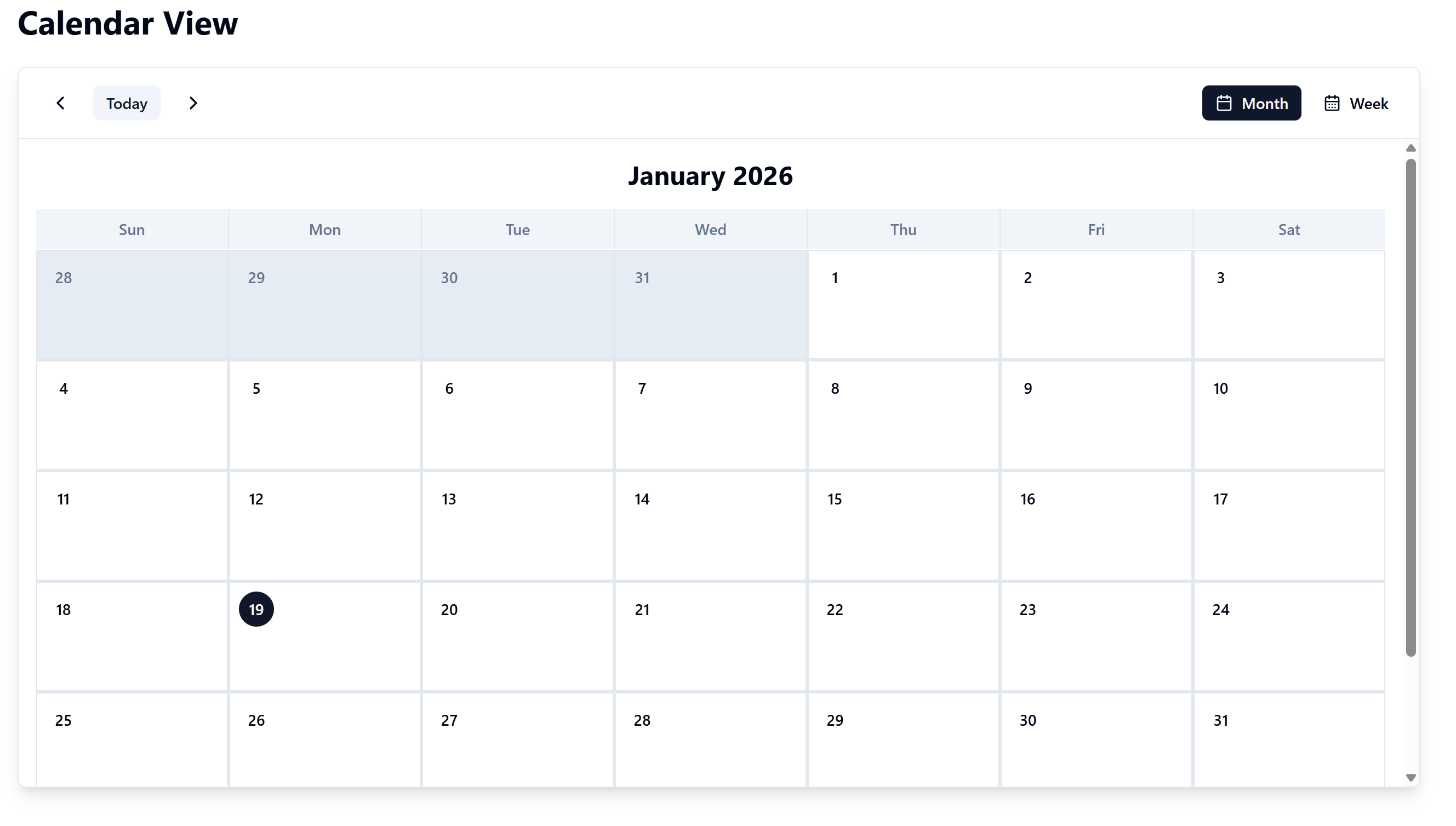 Event Management Calendar